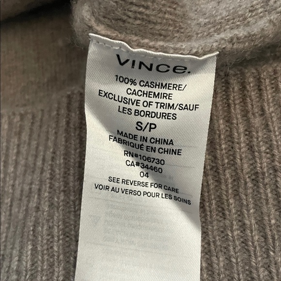 Vince Cashmere Funnel Neck Sweater Boiled Cashmere Womens Small S Oatmeal - Picture 6 of 9